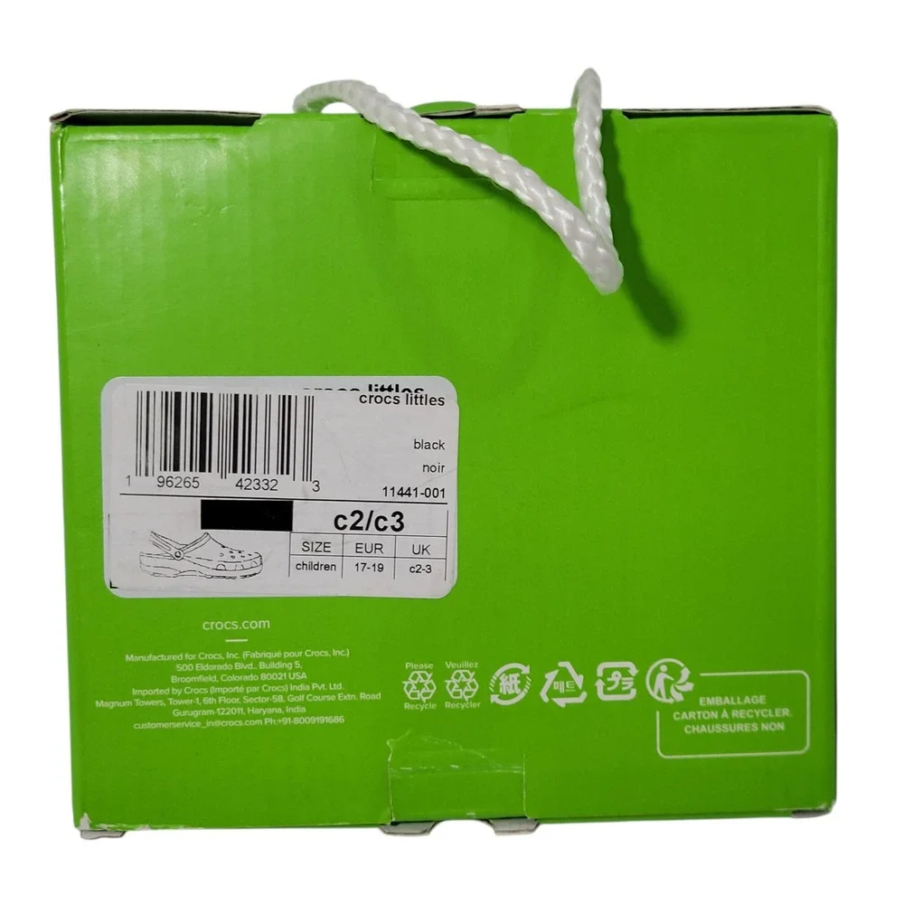 Crocs Infant Littles Classic Clogs Size C2/C3 Black Slip On Shoe Unisex Gift Box
